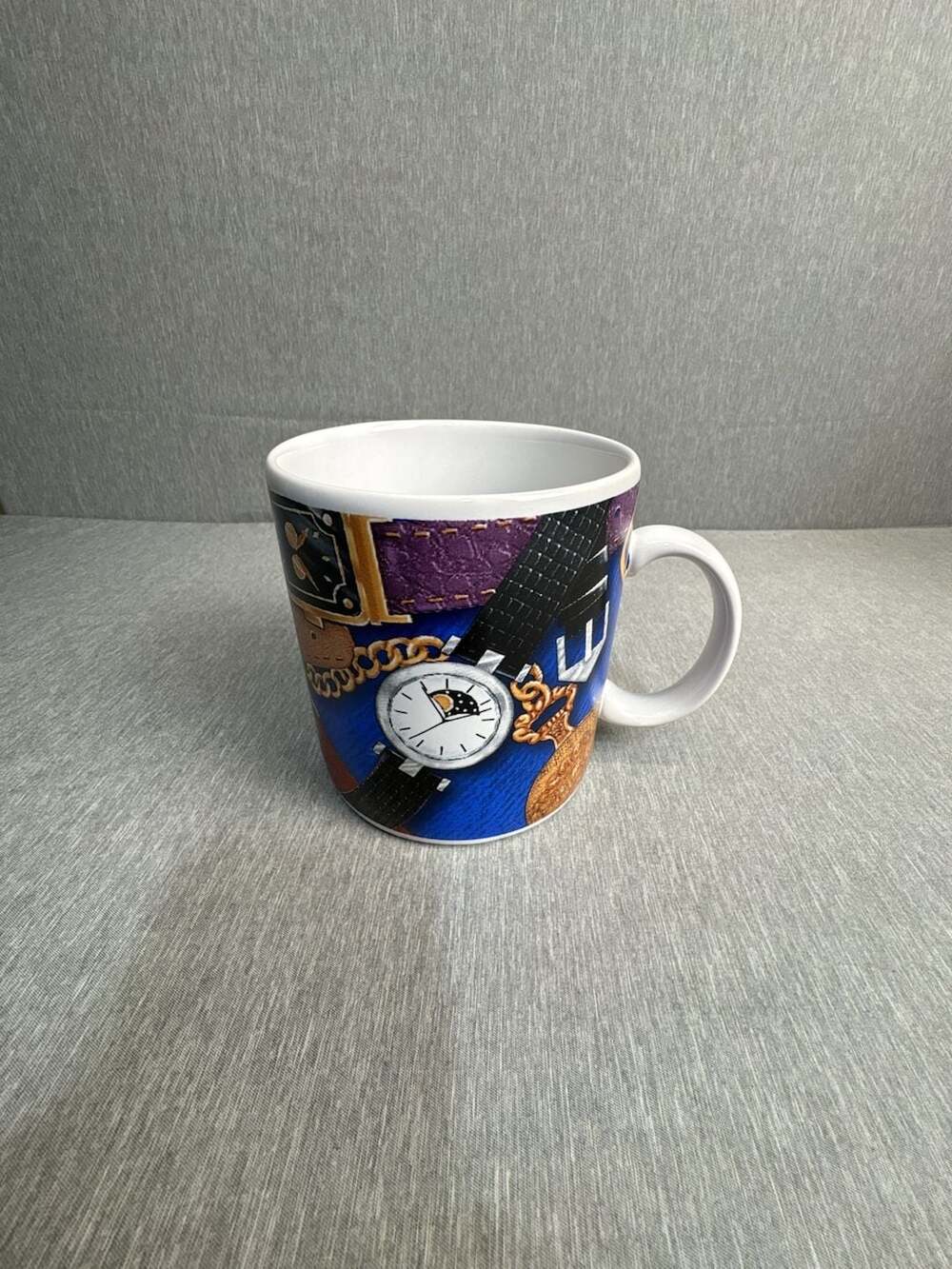 Russ Berrie Vintage Watches and Leather Straps Pattern Coffee Mug Item 12916